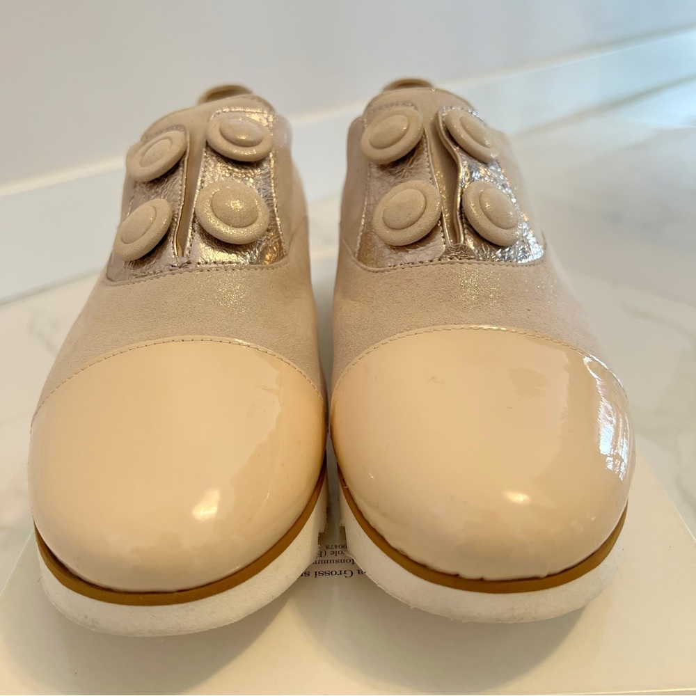 ITALIAN Sparkly Beige Silver Leather
Suede Hardwear Shoe Size 39 - Picture 7 of 16